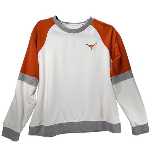 Antigua Tops - Texas Longhorns Sweatshirt XL Womens White Orange College Sports Logo Antigua